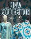 Sky Blue & White Cotton Kurti Set with Straight Pant & Chunni (3-Piece Set)